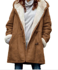Manteau d'hiver en laine avec capuche pour femme